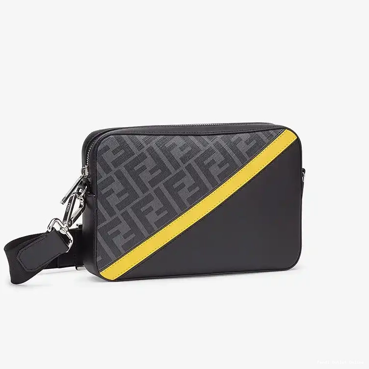 Cheap Fabric Black Compact In Motif Yellow FF Fendi Camera Case 0516